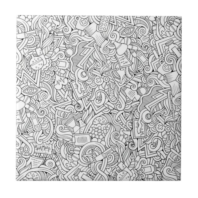 Medizinisches B&W Muster Fliese (Vorderseite)