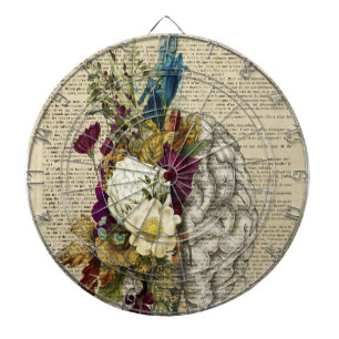 medizinisches Blumen-Gehirn-Anatomie-Poster Dartscheibe