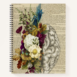 medizinisches Blumen-Gehirn-Anatomie-Poster Notizbuch