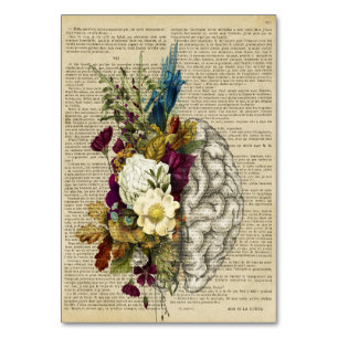 medizinisches Blumen-Gehirn-Anatomie-Poster Tischnummer