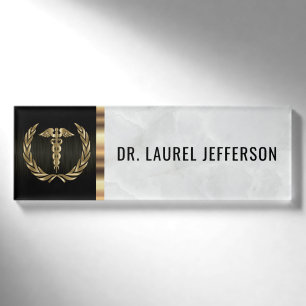 Medizinisches Büropersonal - weißer Marmor, Namenschild