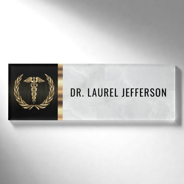 Medizinisches Büropersonal - weißer Marmor, Namenschild (Vorderseite)
