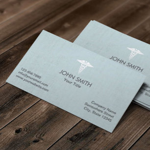 Medizinisches Caduceus-Symbol-Imitat-Leinen Visitenkarte