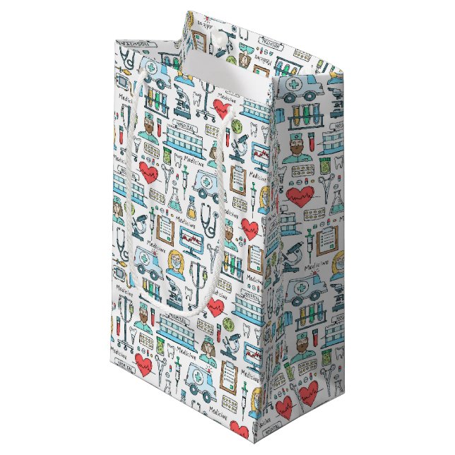 Medizinisches Entwurfs-Muster Kleine Geschenktüte (Vorderseite Schrägansicht)