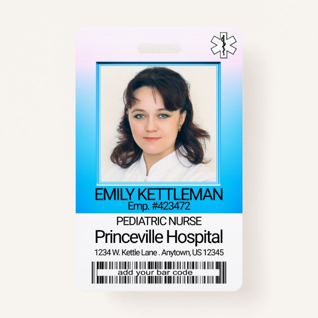 Medizinisches Foto - Krankenschwester - Blau / Ros Ausweis (Vorderseite)