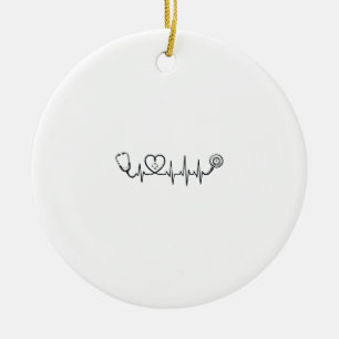 Medizinisches Herzschlag-Stethoskop-Vektor-Shirt-D Keramik Ornament