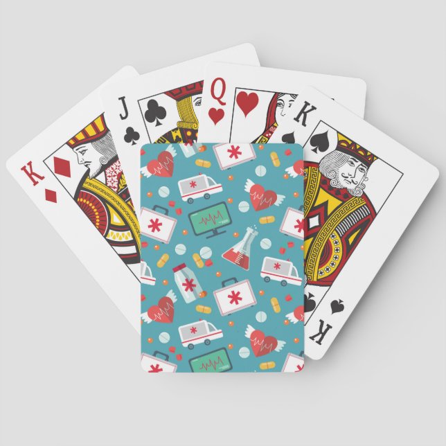 Medizinisches Ikonen-Muster Spielkarten (Rückseite)