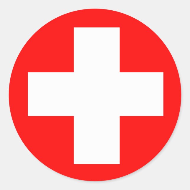 Medizinisches Kreuz Runder Aufkleber (Vorderseite)