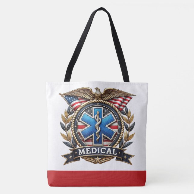 Medizinisches Logo Große Monogramm SEE ZURÜCK! Tra Tasche (Vorderseite)