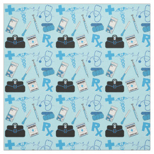Medizinisches Muster - Baby Blue Stoff