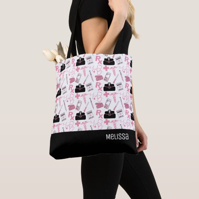 Medizinisches Muster - rosa Totbeutel Tasche (Von Nahem)