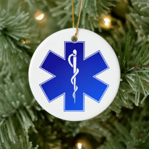 Medizinisches Rettungsdienst-Symbol Foto Weihnacht Keramik Ornament