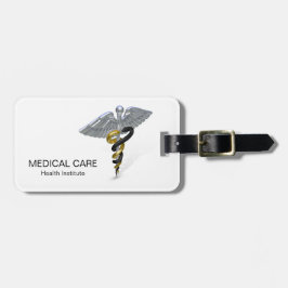 Medizinisches silbernes Caduceus-Schwarz-Gold - Gepäckanhänger