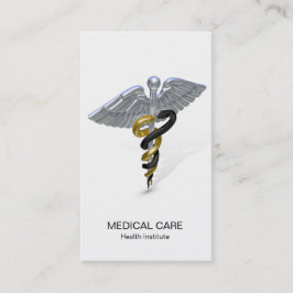 Medizinisches silbernes Caduceus-Schwarz-Gold - Visitenkarte