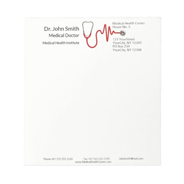 Medizinisches Stethoskop ECG Wave EKG Heartbeat Li Notizblock (Vorderseite)