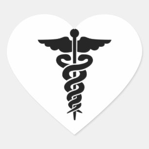Medizinisches Symbol Caduceus Herz-Aufkleber