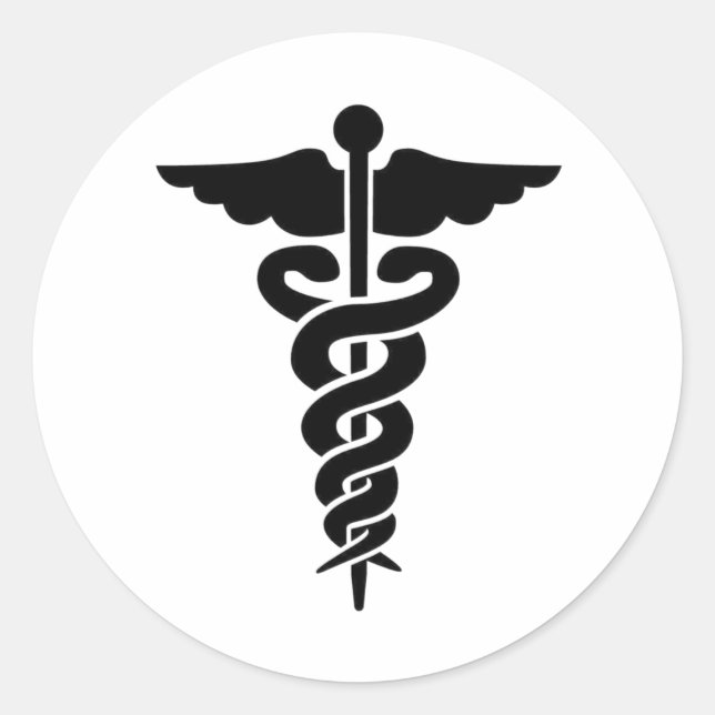 Medizinisches Symbol Caduceus Runder Aufkleber (Vorderseite)