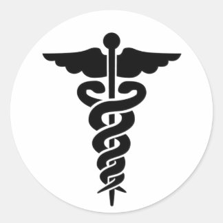 Medizinisches Symbol Caduceus Runder Aufkleber