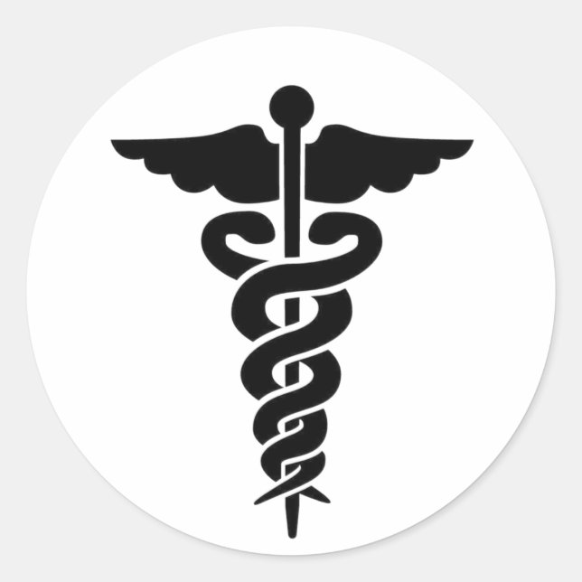 Medizinisches Symbol Caduceus Runder Aufkleber (Vorderseite)