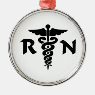 Medizinisches Symbol RN Silbernes Ornament