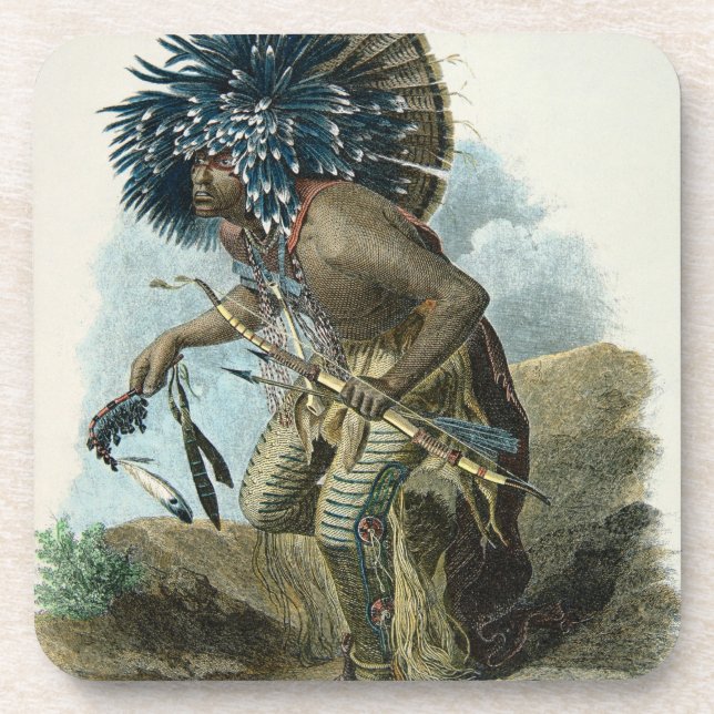 Medizinmann des Mandan Stammes im Kostüm von Untersetzer (Vorderseite)