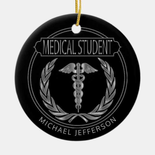 Medizinstudent 👨 ⚕️ - Klassisch Schwarz und Silbe Keramik Ornament (Vorne)