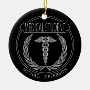 Medizinstudent - nobles Schwarzes und silbern Keramik Ornament