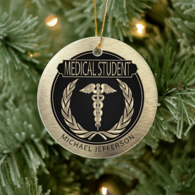 Medizinstudenten 👨 ⚕️ - Schwarz und Gold Keramik Ornament (Baum)