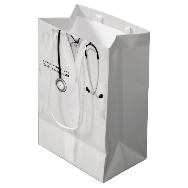 Medizinstudium Abschluss Mittlere Geschenktasche Geschenktüte (Vorderseite Schrägansicht)
