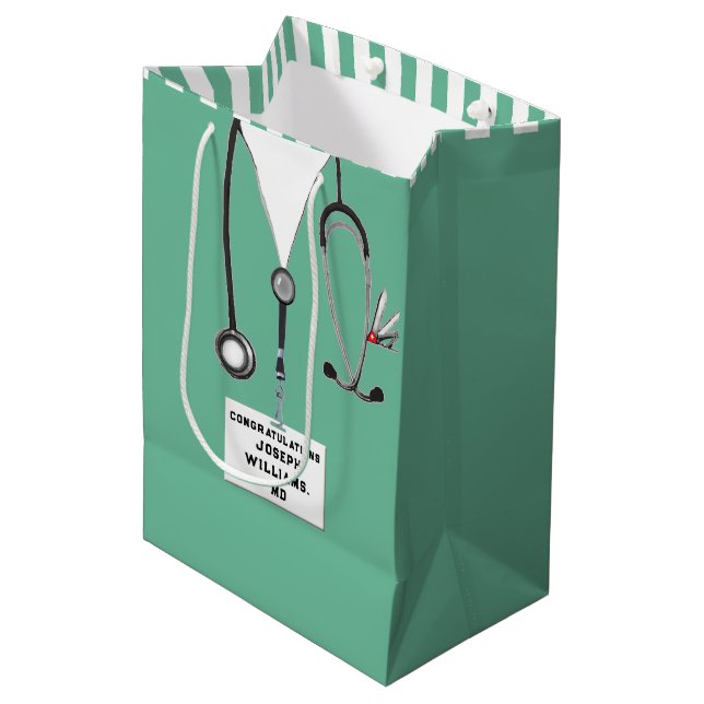 Medizinstudium Abschluss Mittlere Geschenktasche Geschenktüte (Vorderseite Schrägansicht)
