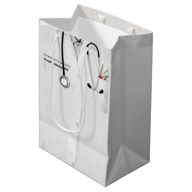 Medizinstudium Abschluss Mittlere Geschenktasche Geschenktüte (Vorderseite Schrägansicht)