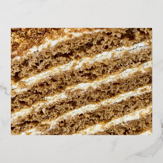Medovik Cake Abstrakt Folien Feiertagspostkarte (Vorderseite)