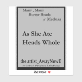 Medusa 2MMHeads Phrases 2025 Horror Book Awaynowe Aufkleber