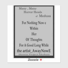 Medusa 7MMHeads Phrases 2025 Horror Book Awaynowe Aufkleber