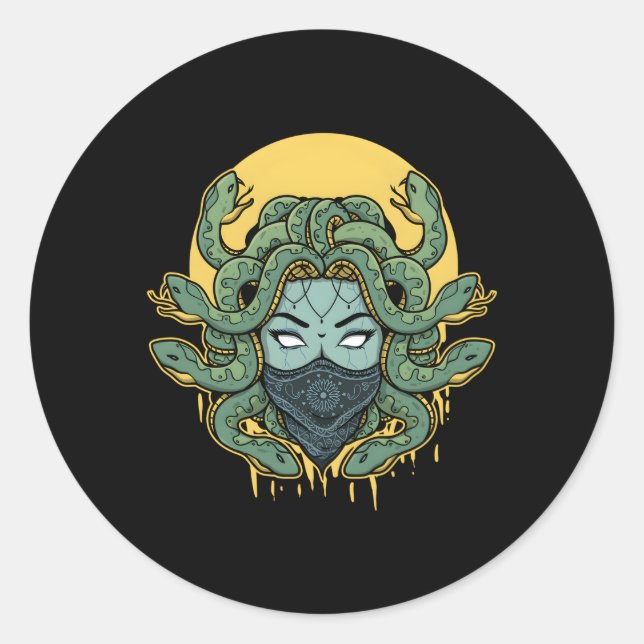 Medusa Abstrakt Snakes griechischen Mythologie Gan Runder Aufkleber (Vorderseite)