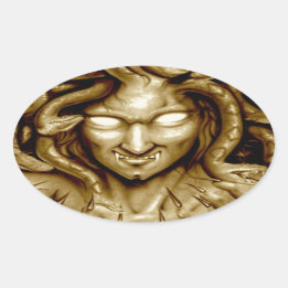 MEDUSA Airbrush Art Original Ovaler Aufkleber