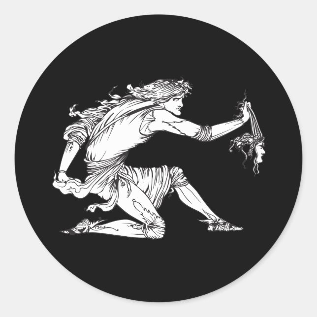 Medusa Aubrey Beardsley Runder Aufkleber (Vorderseite)