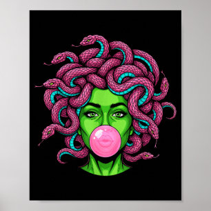 Medusa bläst Bubble-Gum P Kunst-Mythologie-Design  Poster