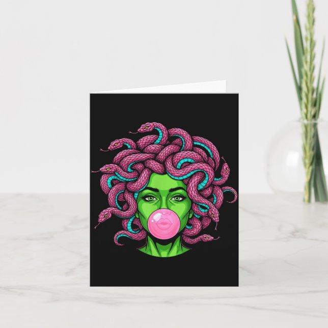 Medusa Blowing Bubblegum P Art Mythology Design  Karte (Vorderseite)