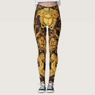 Medusa d'or avec des Leggings ornementaux baroques