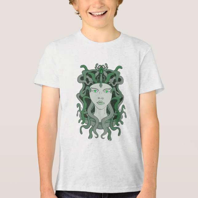 Medusa Gorgo Snake Gorgon Monster Griechische Myth Tri-Blend Shirt (Vorderseite)