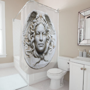 Medusa Greek Revival Beige Neutraler Marmor Duschvorhang