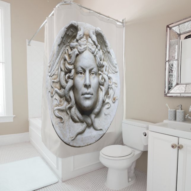 Medusa Griechisch Wiederbelebung Beige neutraler M Duschvorhang (Beispiel)