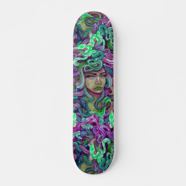 Medusa grün und lila Skate-Bretterdeck Skateboard (Vorne)