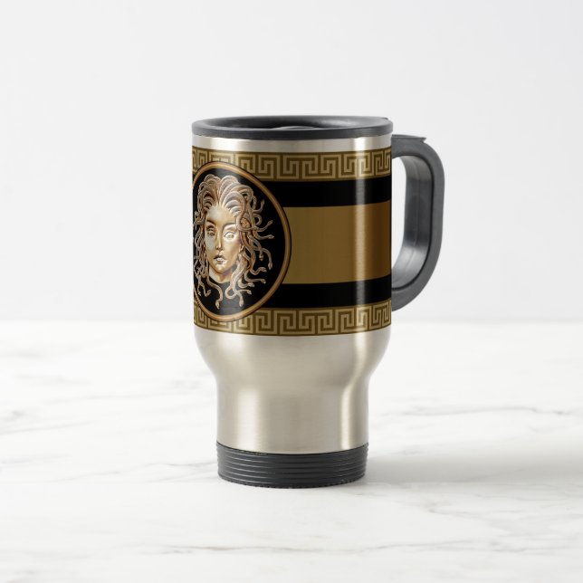 Medusa Head Gold Chain Travel Mug (Devant droit)