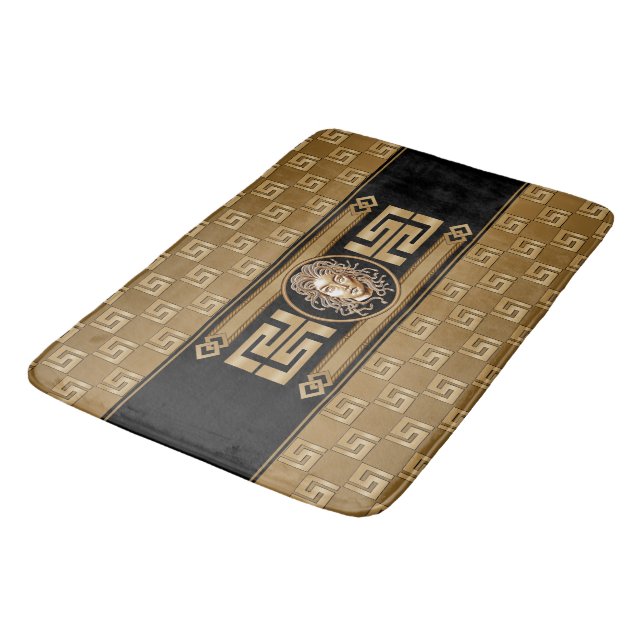 Medusa Luxury Black & Gold Badematte (Schrägansicht)