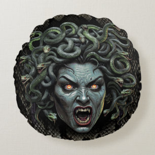 Medusa Queen of Stone Pillow (Runde) Rundes Kissen
