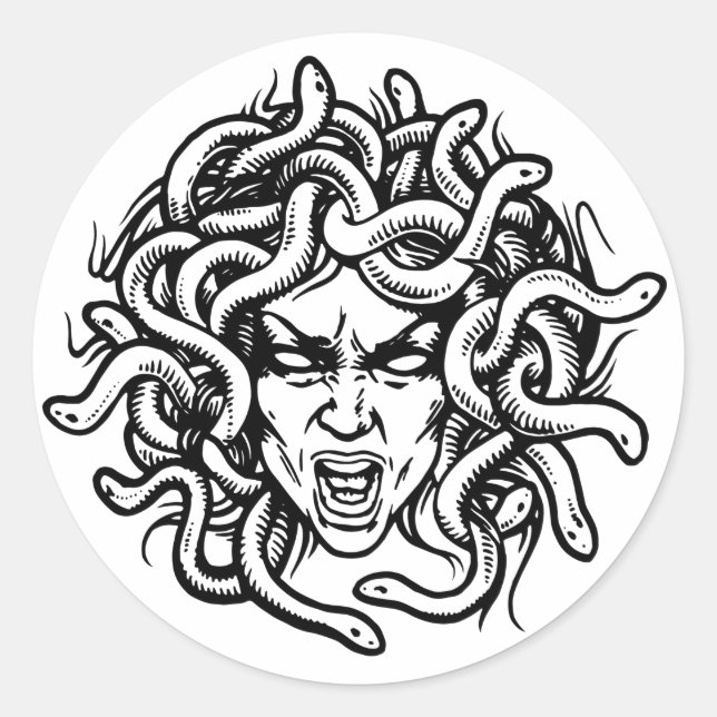 Medusa Runder Aufkleber (Vorderseite)