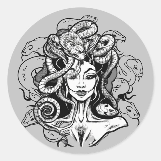 Medusa Runder Aufkleber (Vorderseite)