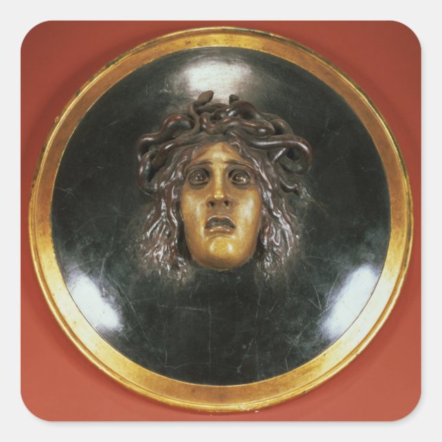 Medusa-Schild Quadratischer Aufkleber (Vorderseite)
